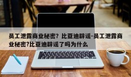 员工泄露商业秘密？比亚迪辟谣-员工泄露商业秘密?比亚迪辟谣了吗为什么