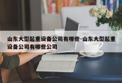 山东大型起重设备公司有哪些-山东大型起重设备公司有哪些公司