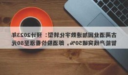 古蔺酒业园加速数字化转型：预计2023年智能产线突破50%，郎酒股价看涨至80元