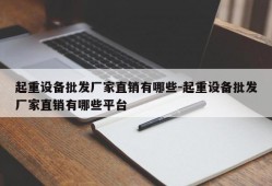 起重设备批发厂家直销有哪些-起重设备批发厂家直销有哪些平台