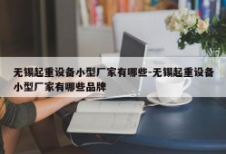 无锡起重设备小型厂家有哪些-无锡起重设备小型厂家有哪些品牌