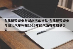 东风标致谈参与湖北汽车补贴-东风标致谈参与湖北汽车补贴2023年的汽油有效期多少天