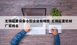 无锡起重设备小型企业有哪些-无锡起重机械厂家排名