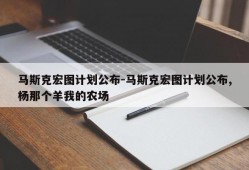 马斯克宏图计划公布-马斯克宏图计划公布,杨那个羊我的农场