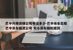 巴中升降货梯公司电话多少-巴中吊车出租 巴中吊车租赁公司 大小吊车随机随到