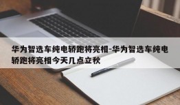 华为智选车纯电轿跑将亮相-华为智选车纯电轿跑将亮相今天几点立秋